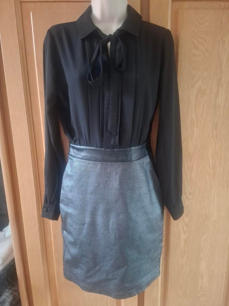 Neuve robe chemise Fracomina S noir argenté, Neuf, Fracomina jeans, Enlèvement ou Envoi, Taille 36 (S)