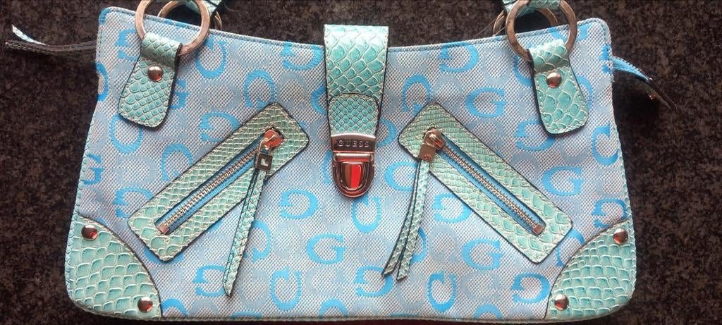 Lichtblauwe handtas Guess, Ophalen of Verzenden, Zo goed als nieuw, Handtas