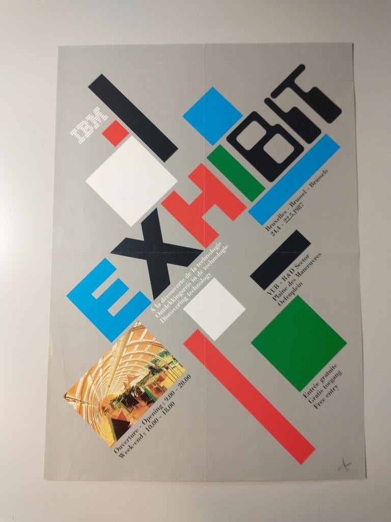 IBM exhibit 1987 Brussel affiche, Verzamelen, Posters, Gebruikt, Ophalen of Verzenden
