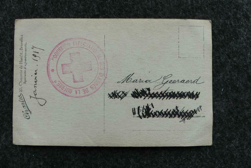 Postkaart 1917 kinderen met WO1 rodekruis stempel, Verzamelen, Ophalen of Verzenden, Voor 1920, Gelopen, Kinderen