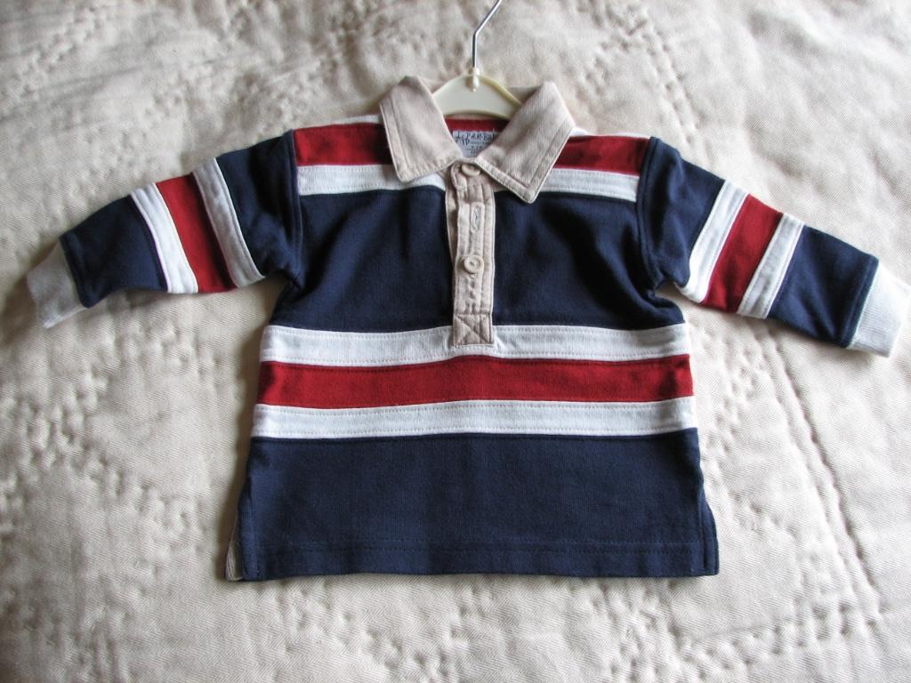 Donkerblauwe gestreepte baby jongens polo, 6 maand, 68, H&M, Ophalen of Verzenden, Zo goed als nieuw, Jongetje