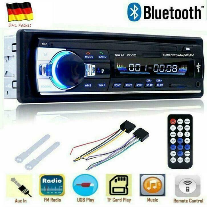 AUTORADIO BLUETOOTH USB SD AUX MP3 4x60W 1DIN, Ophalen, Nieuw