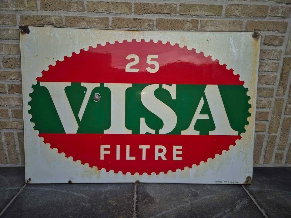 Emaillebord Visa  1961, Verzamelen, Ophalen
