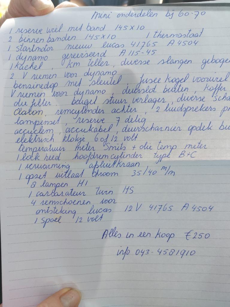 Diverse Mini onderdelen bouwjaar 1960-1970, Auto-onderdelen, Ophalen, Gereviseerd, Mini