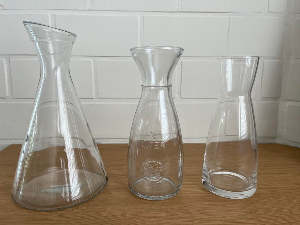 3 glazen karaffen, Verzamelen, Glas en Drinkglazen, Ophalen of Verzenden, Zo goed als nieuw