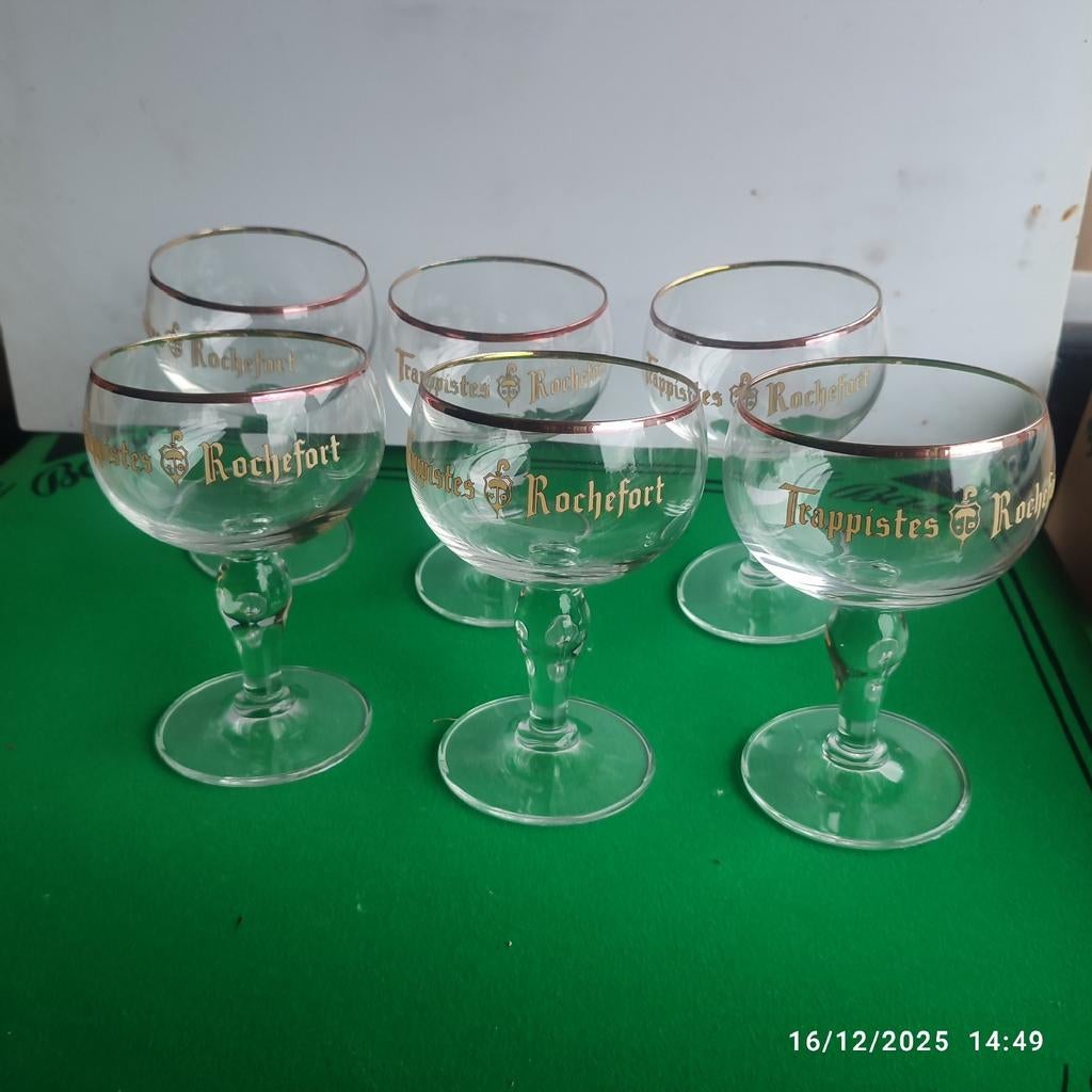 6 TRAPPISTS ROCHEFORT bierglazen., Verzamelen, Ophalen, Zo goed als nieuw, Glas of Glazen, Overige merken