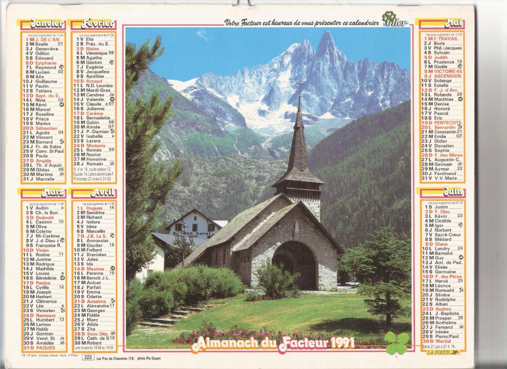 Calendrier Almanach des P.T.T. de 1979 à ce jour, Enlèvement ou Envoi, Calendrier annuel, Utilisé