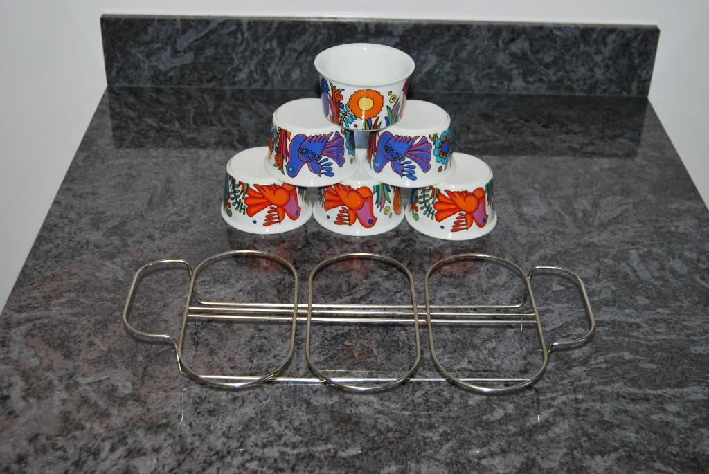 VILLEROY & BOCH ACAPULCO. 6 RAMEKINS EN HUN HOUDER, Antiek en Kunst, Ophalen of Verzenden