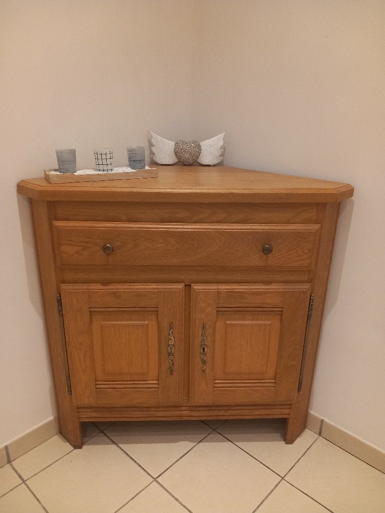 Meuble de coin en chêne, Maison & Meubles, Moins de 100 cm, Comme neuf, Enlèvement, Chêne