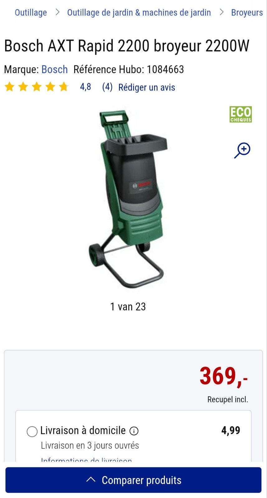 Broyeur végétaux Bosch AXT 2200, Enlèvement