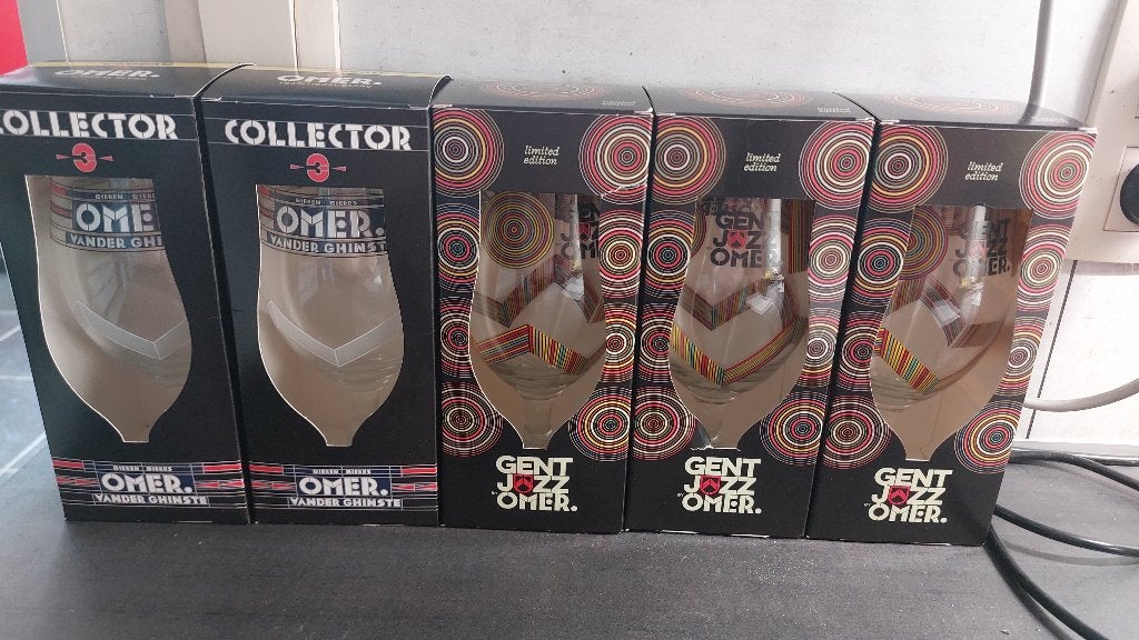omer glazen: 3 x Gent jazz 2026 en 2 x collector 3, Collections, Enlèvement, Neuf, Verre à bière