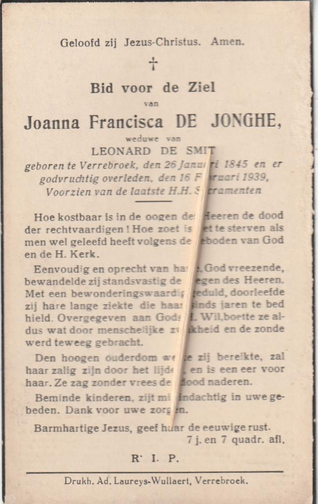 Bidprentje Verrebroek, Verzenden, Bidprentje