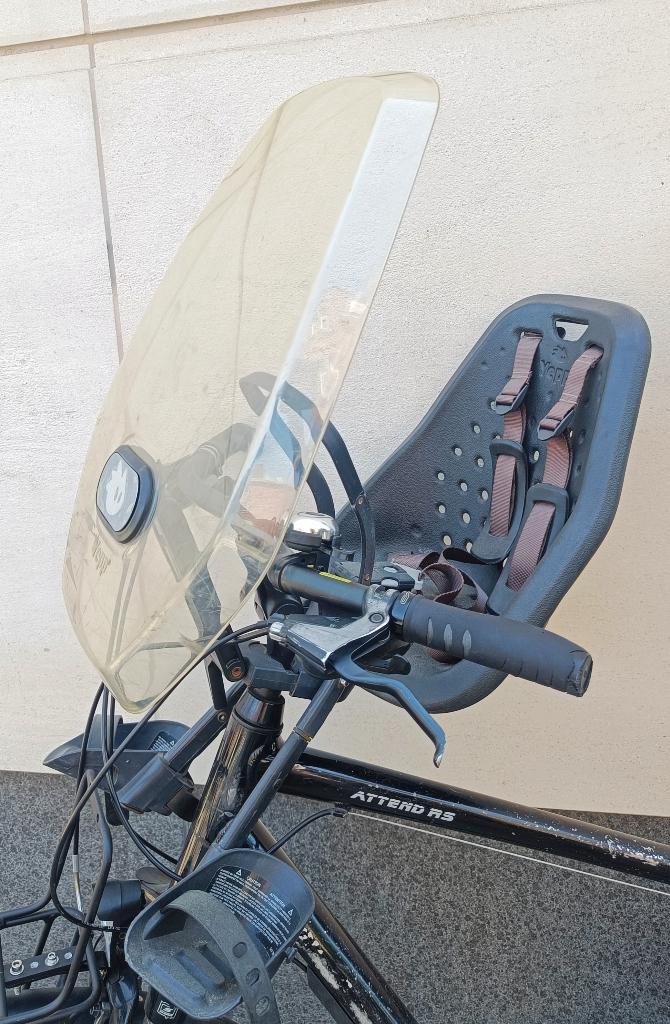 Siège enfant vélo avant  + paravent, Vélos & Vélomoteurs, Siège avant, Repose-pieds, Enlèvement, Utilisé