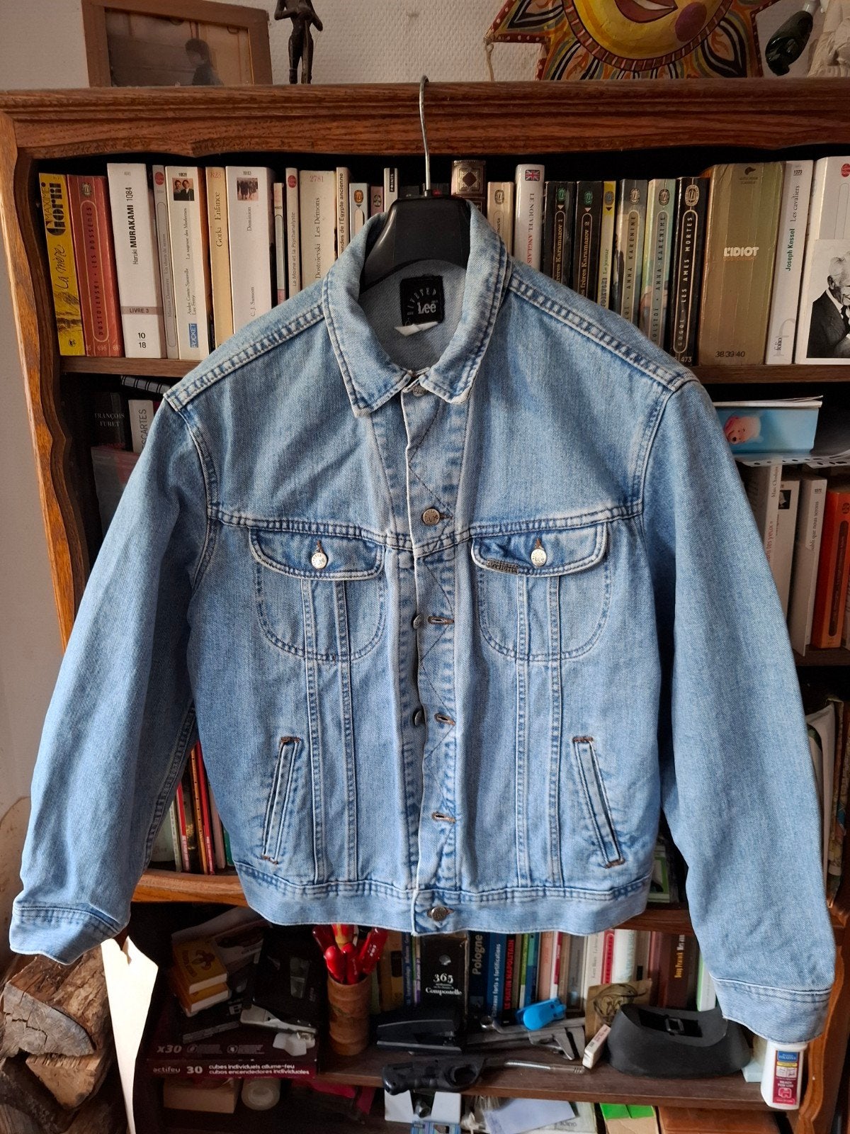 Vintage spijkerjas Lee geklonken jas maat L gemaakt in de VS, Kleding | Heren, Jassen | Zomer, Maat 52/54 (L), Blauw, Ophalen of Verzenden