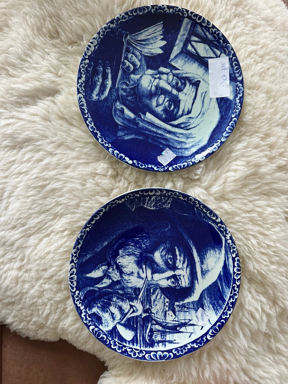 Magnifique ensemble de 2 assiettes murales vintage Boch, Enlèvement ou Envoi