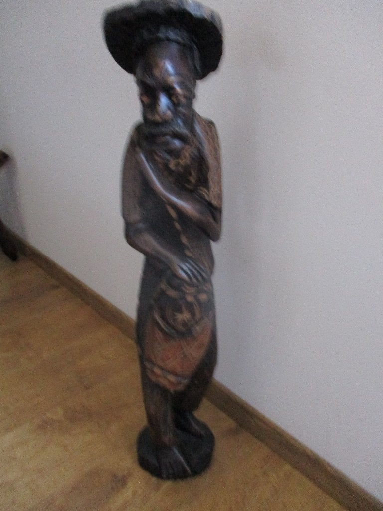 Groot handgesneden Afrikaans Houten beeld - 79 cm, Ophalen, 50 - 100 cm, Beeld, Hout