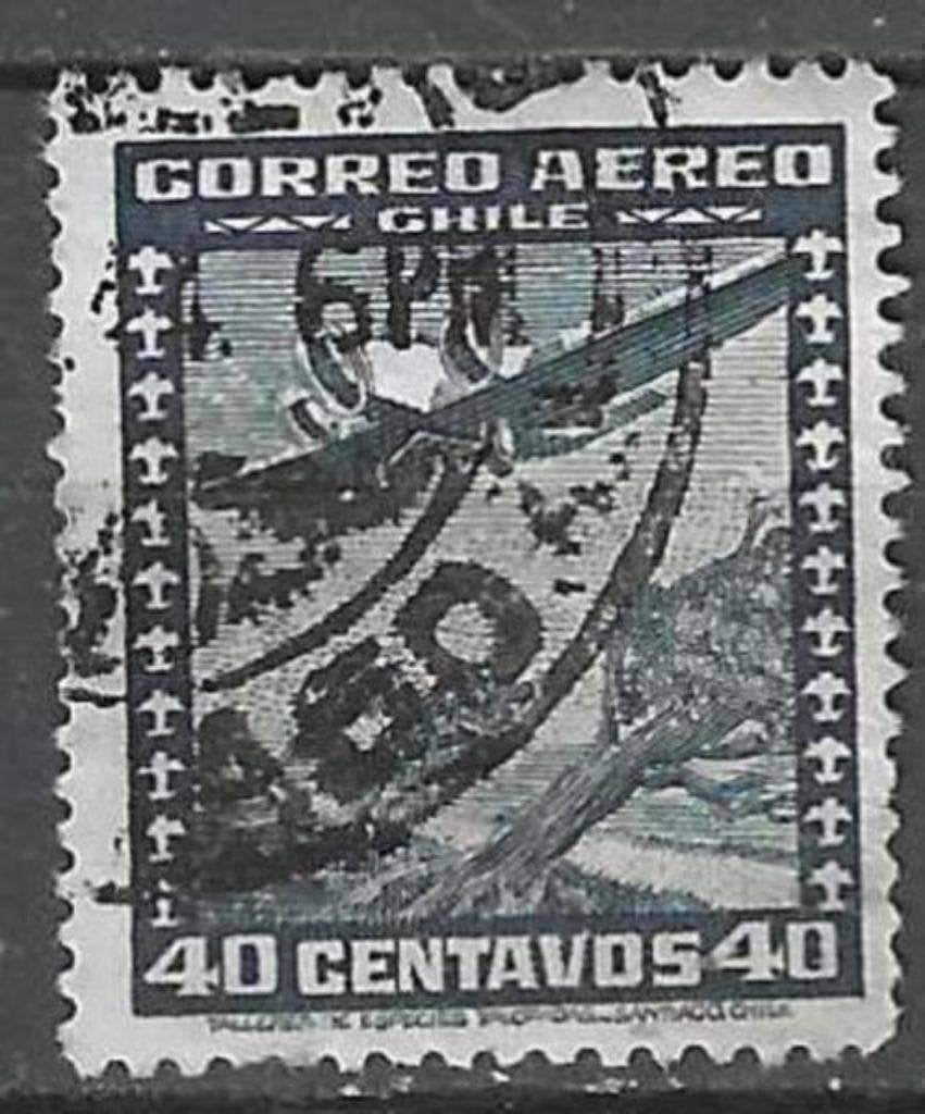 Chili 1934/1938 - Yvert 33APA - Vliegtuig boven de Andes(ST), Verzenden, Gestempeld