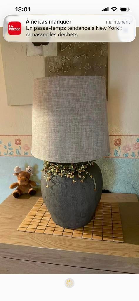 Lampes en pierre et abat-jour, 25 à 50 cm, Rond, Comme neuf, Enlèvement