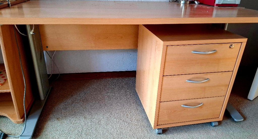Bureau + Ladenblok, 3 ou 4 tiroirs, Comme neuf, Enlèvement, 75 cm ou plus
