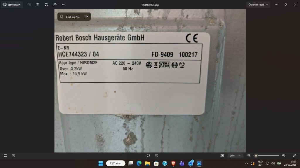 Cuisinière Bosch, 65 euros, 2014, non utilisée depuis 7 ans, Electroménager, Classe énergétique A ou plus économe, 85 à 90 cm