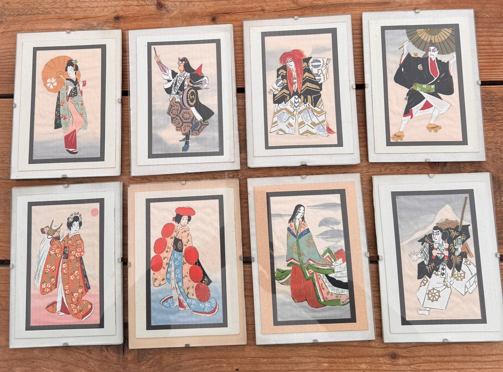 Japanse schilderijtjes (8), Minder dan 50 cm, Gebruikt, Ophalen of Verzenden, Print