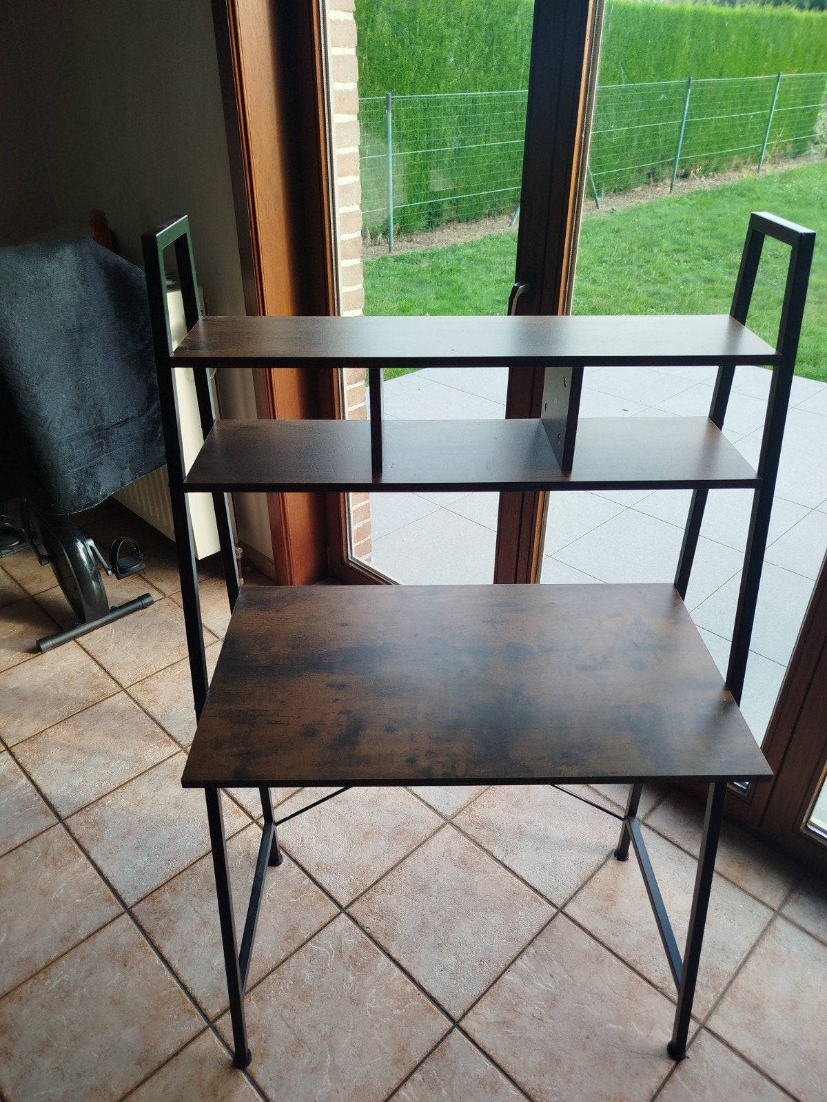 Bureau d'appoint industriel avec étagères – 8345142 cm – é, Maison & Meubles, Comme neuf, Enlèvement, Bois, Industriel