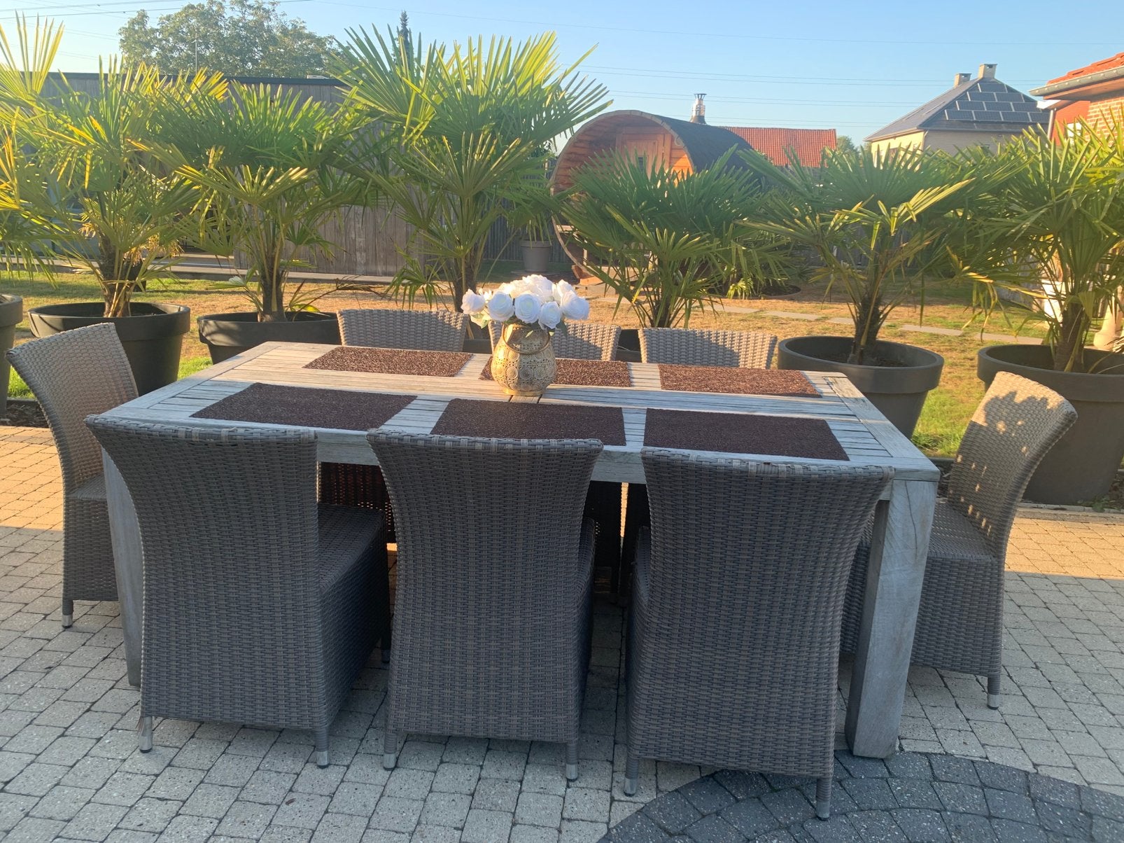 Houten tafel met 8 stoelen, Ophalen, Gebruikt, Hout