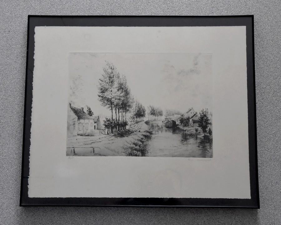 Romain Malfliet ets, Antiek en Kunst, Ophalen of Verzenden, Landschap, Ets, Gesigneerd