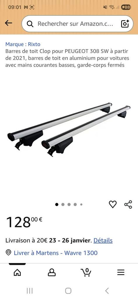 Barres de toit  A VENDRE, Enlèvement