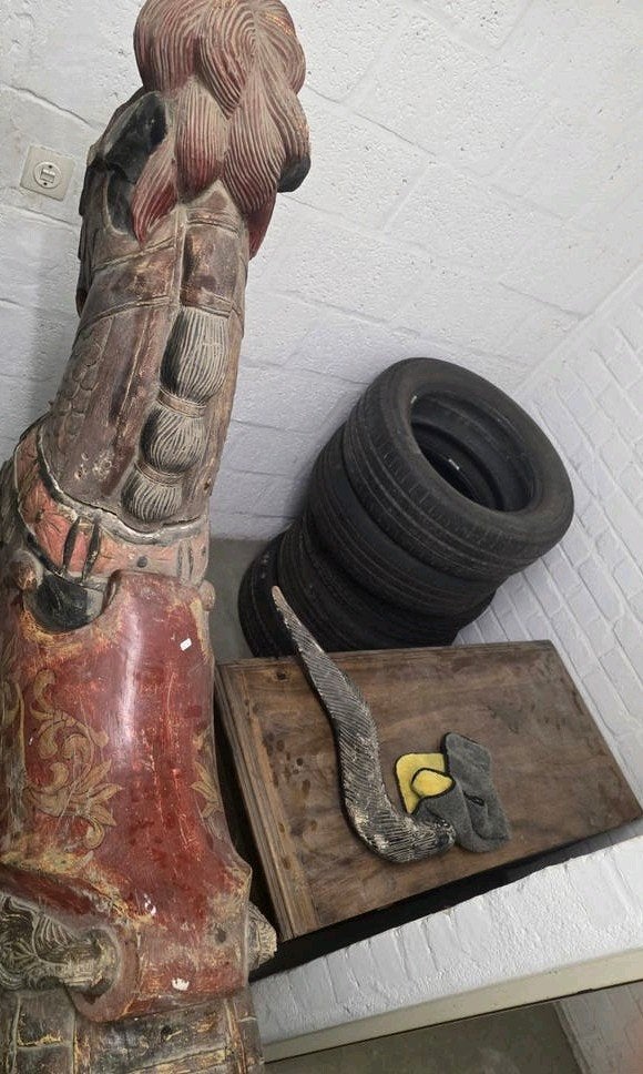 Vintage houten draaimolen met paardenkunst, Antiek en Kunst, Ophalen, Handgemaakt, Hout