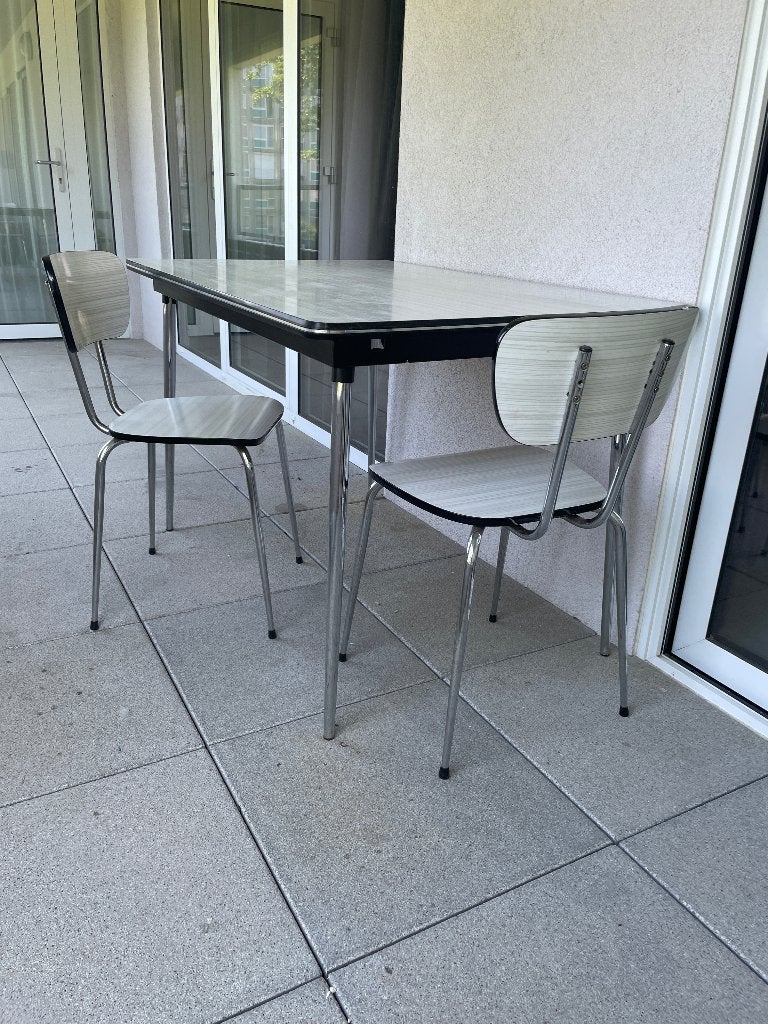 Vintage Formica tafel met 2 stoelen, Ophalen