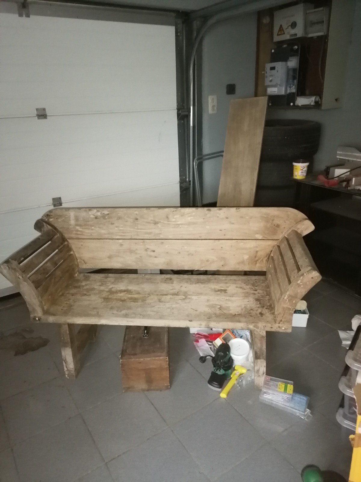 Teakhouten Tuinbank Antiek, Ophalen, Gebruikt, Hout