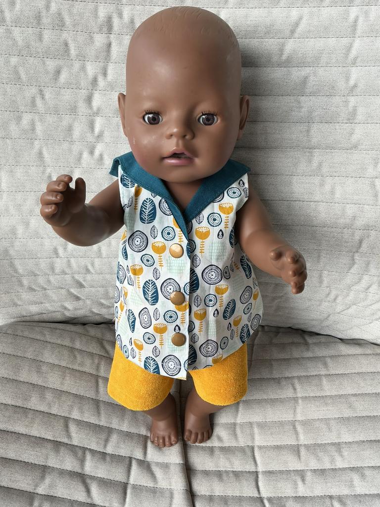 122. Babyborn: Nieuw bloesje met okergeel broekje, Ophalen of Verzenden, Nieuw, Babypop
