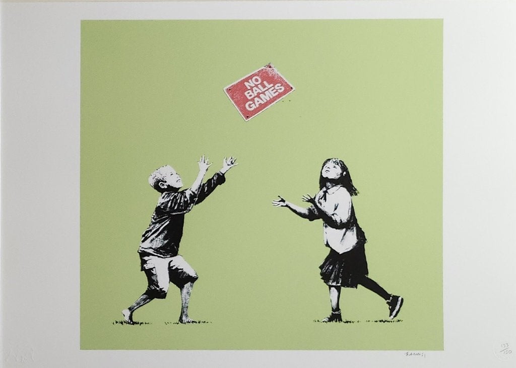 Banksy (After) - No Ball Games, Antiquités & Art, Art | Lithographies & Sérigraphies, Enlèvement ou Envoi