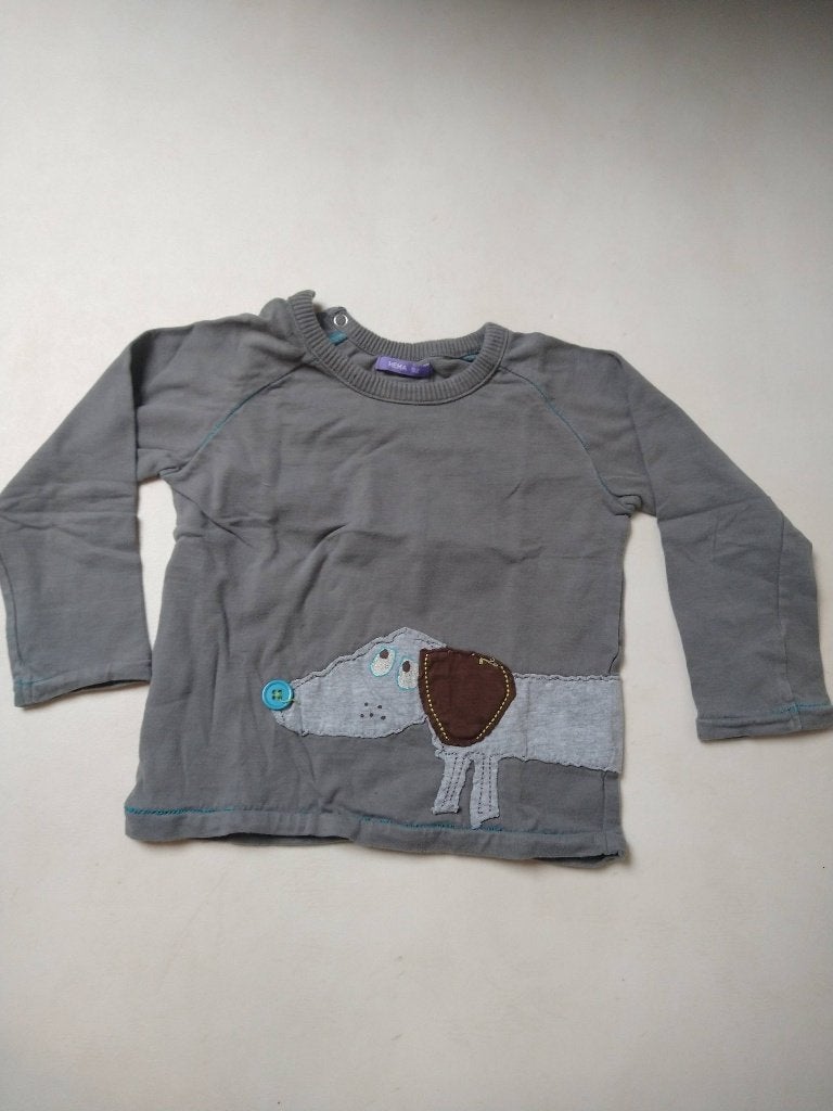 Grijze T-shirt lange mouwen met hond Hema, Kinderen en Baby's, Ophalen, Zo goed als nieuw, Shirt of Longsleeve, Hema
