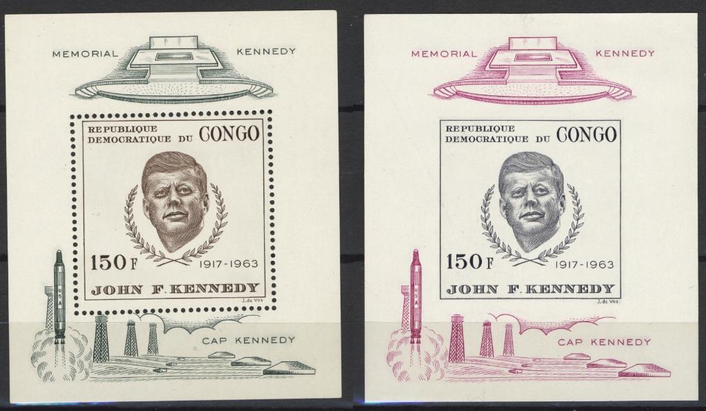 RD CONGO 1966 OBP P 19** + BL 18** MÉMORIAL JF KENNEDY, Envoi, Non oblitéré