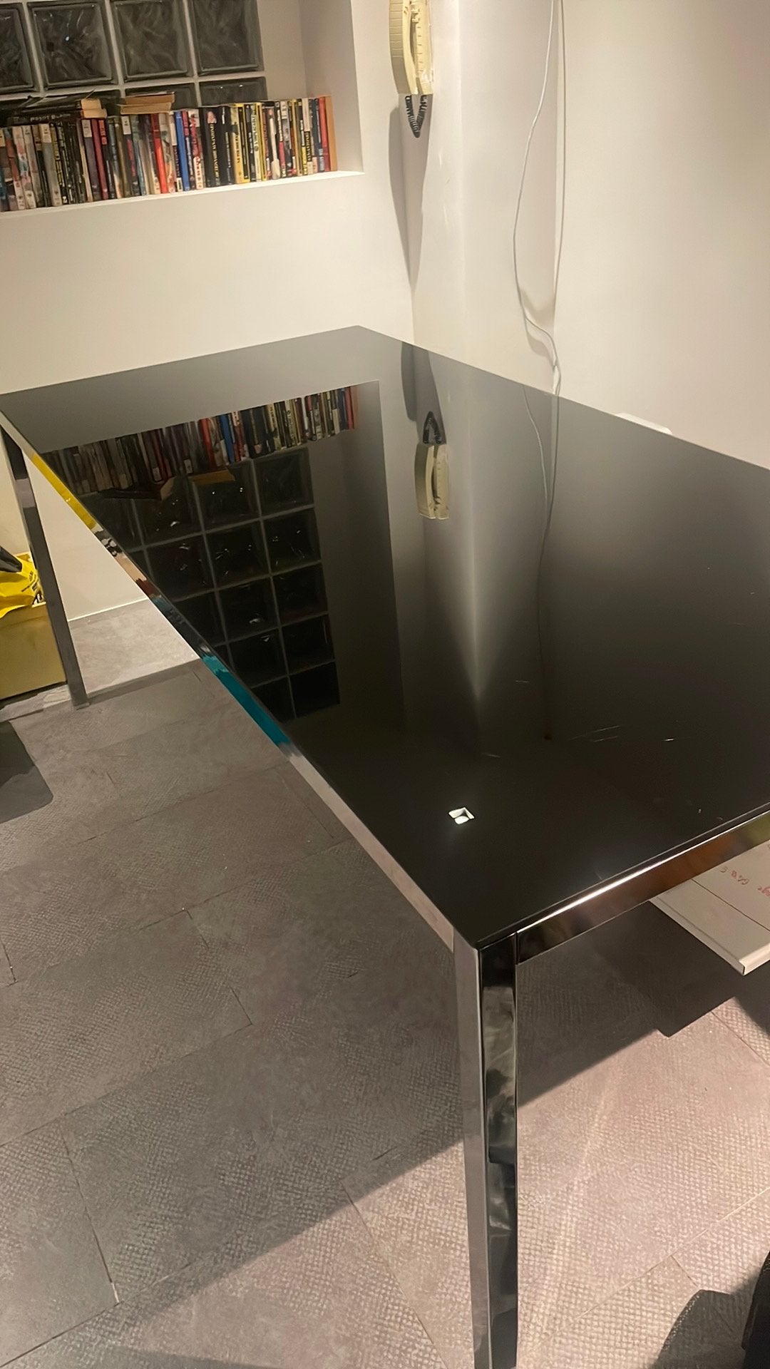 Table metal et plateau verre, Verre, Enlèvement, Noir, Moderne