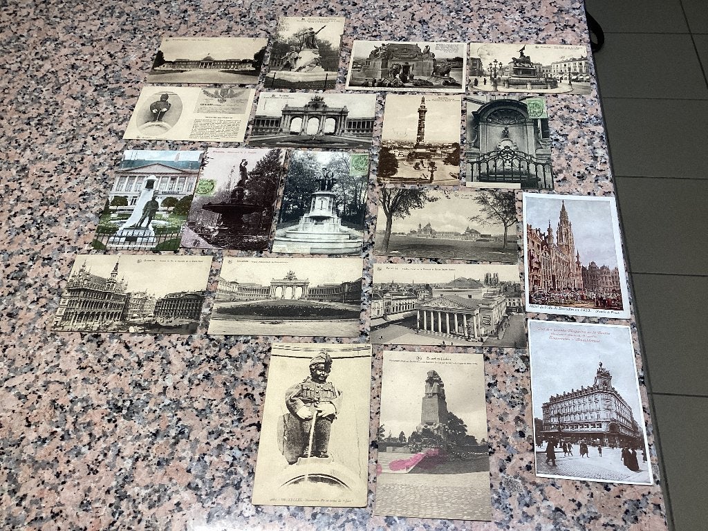 Lot de 19 cartes postales anciennes BRUXELLES, Enlèvement ou Envoi, 1920 à 1940, Affranchie, Bruxelles (Capitale)