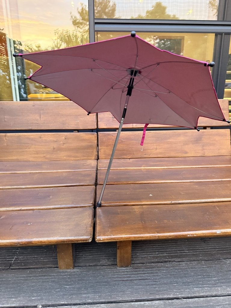 Parasol voor kinderwagen of buggy, roze, met klem, Kinderen en Baby's, Ophalen of Verzenden, Gebruikt