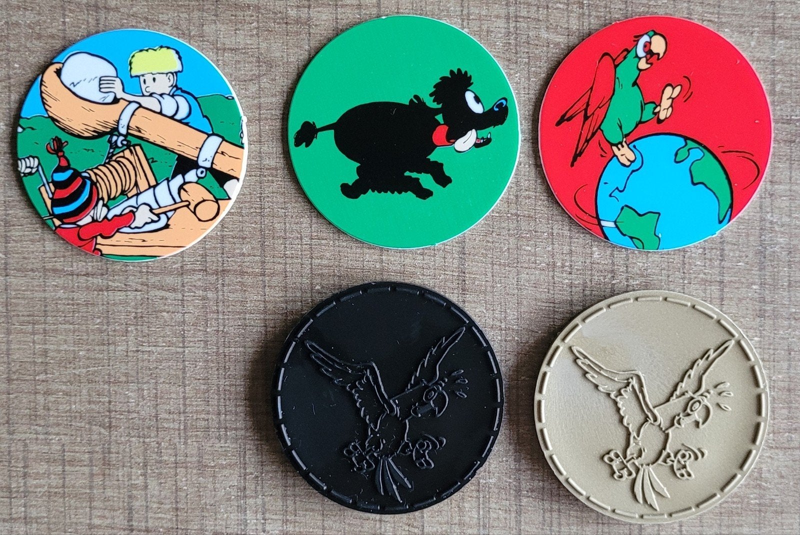 Jommeke: 3 flippo's + 2 slammers, Verzamelen, Ophalen of Verzenden, Overige figuren, Zo goed als nieuw, Overige typen