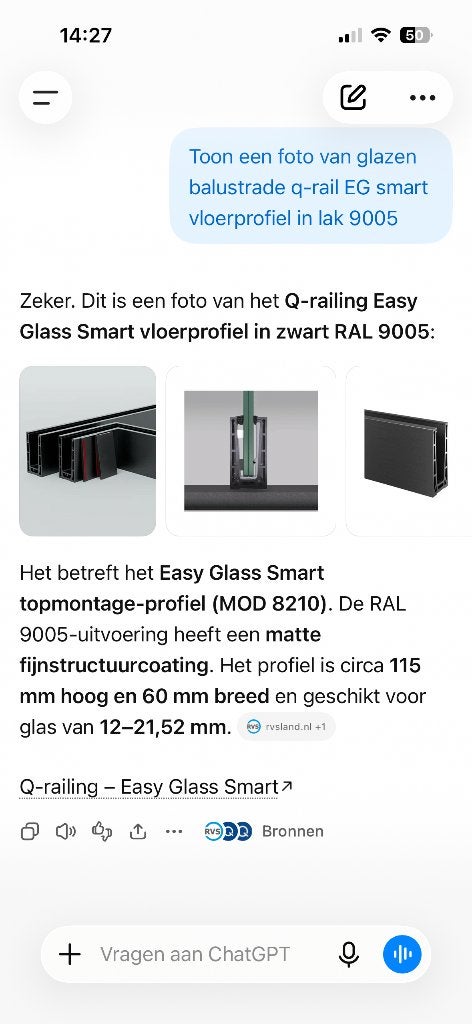 Q rail balustrade, Ophalen, Nieuw, 250 mm of meer, Overige typen