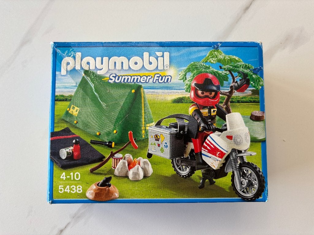 Playmobil 5438 Motard et tente de camping, Ophalen, Complete set, Voertuig, Zo goed als nieuw