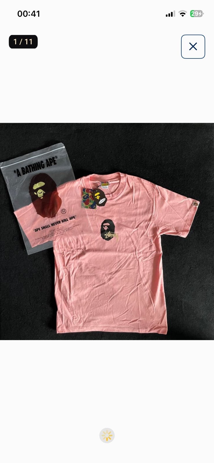 Stussy x Bape Tshirt maat S Lichtroze Gloednieuw, Envoi, Neuf, Taille 46 (S) ou plus petite, Rose