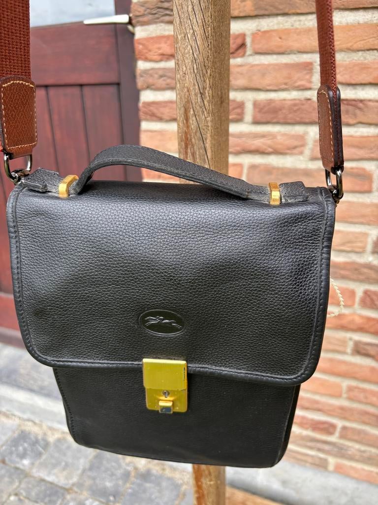 Longchamp tas heren, Ophalen of Verzenden, Zo goed als nieuw, Zwart, Leer