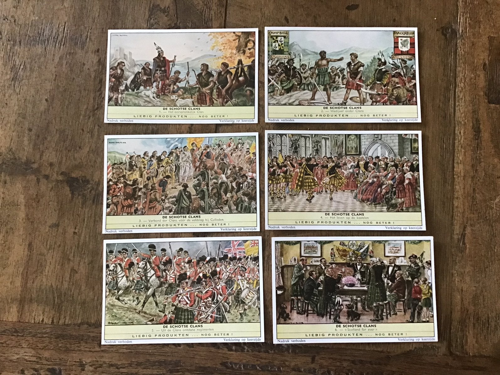 Vintage Liebig prenten chromos De Schotse clans, Ophalen of Verzenden