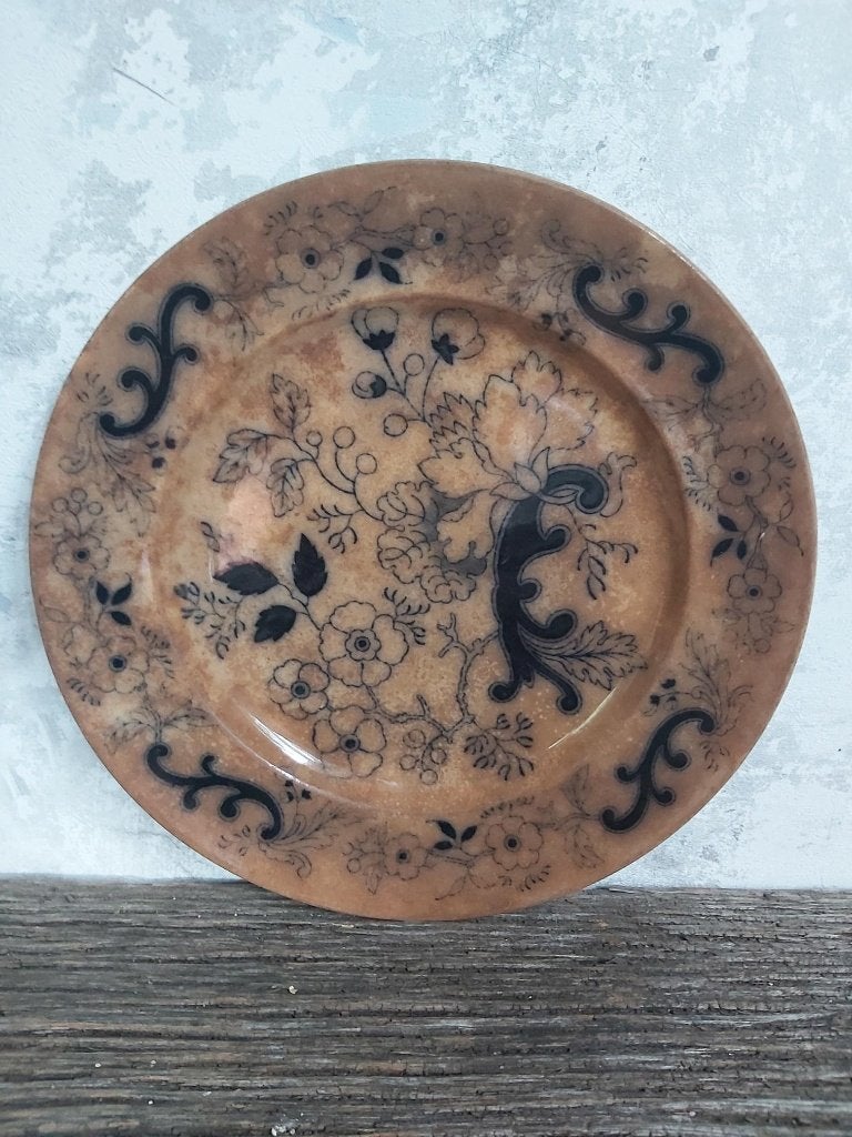 Prachtig antiek (eind1800) zwaar beboterd bord Boch Japonica, Enlèvement ou Envoi