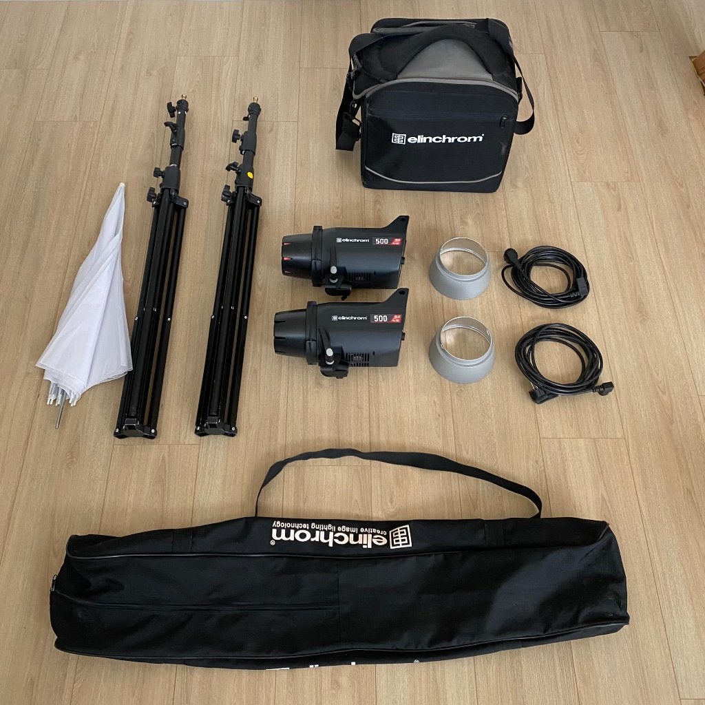 elinchrom ELC pro HD 500 set + 2 x softbox + 2 x statief, Ophalen, Gebruikt, Elinchrom, Inclusief softbox