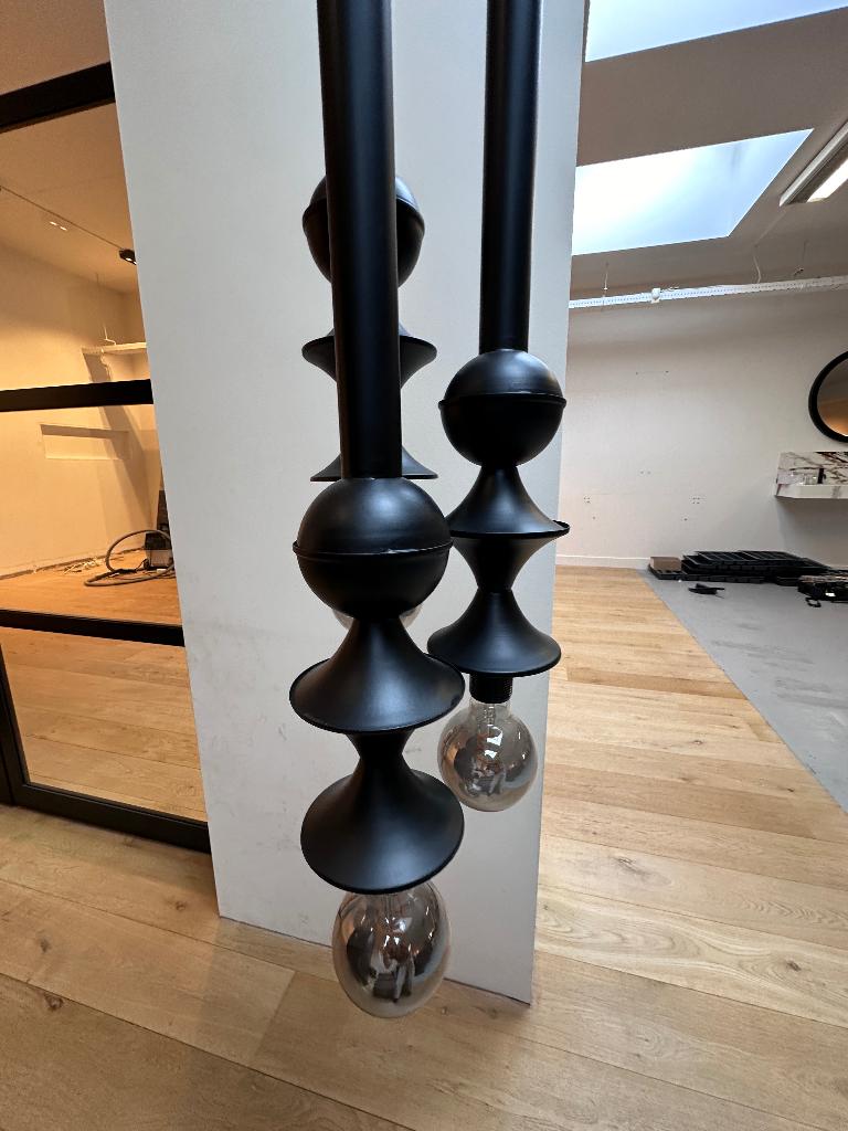 Hanglamp zwart Sticks POLDR Design- showroommodel -60%, Ophalen, Nieuw, Glas, 75 cm of meer