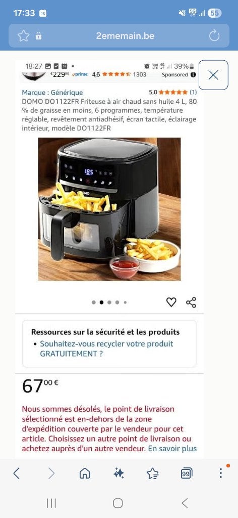 Airfryer, Ophalen, Nieuw, Airfryer, 1500 gram of meer