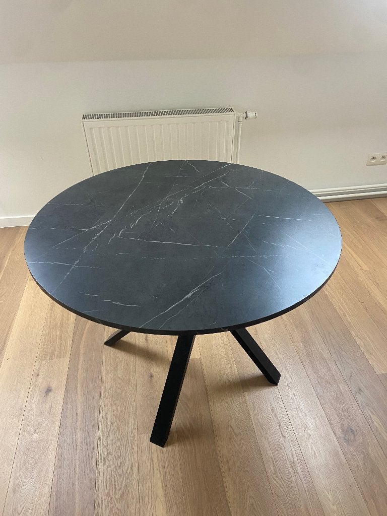 Tafel, rond, zwart marmer patroon, Ophalen, Overige materialen, Marmer, Rond